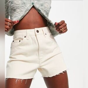 Topshop | Cream Jean Shorts for Women 4